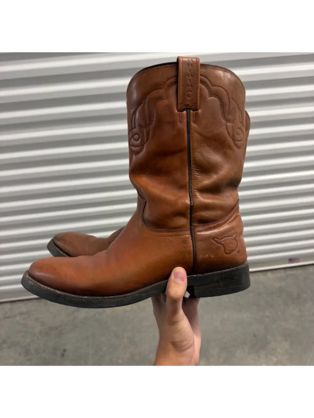 Tony Lama Mens Western Cowboy Boots Brown Leather Size 8.5 EE